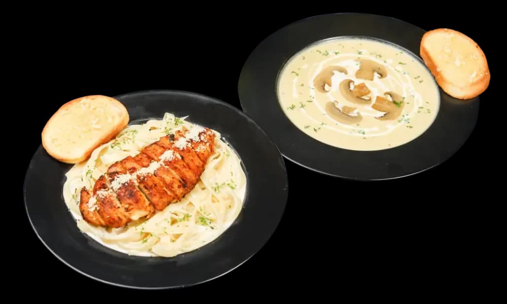 Ramadan Platter 8 - Cream of Mushroom Soup & Alfredo Pasta