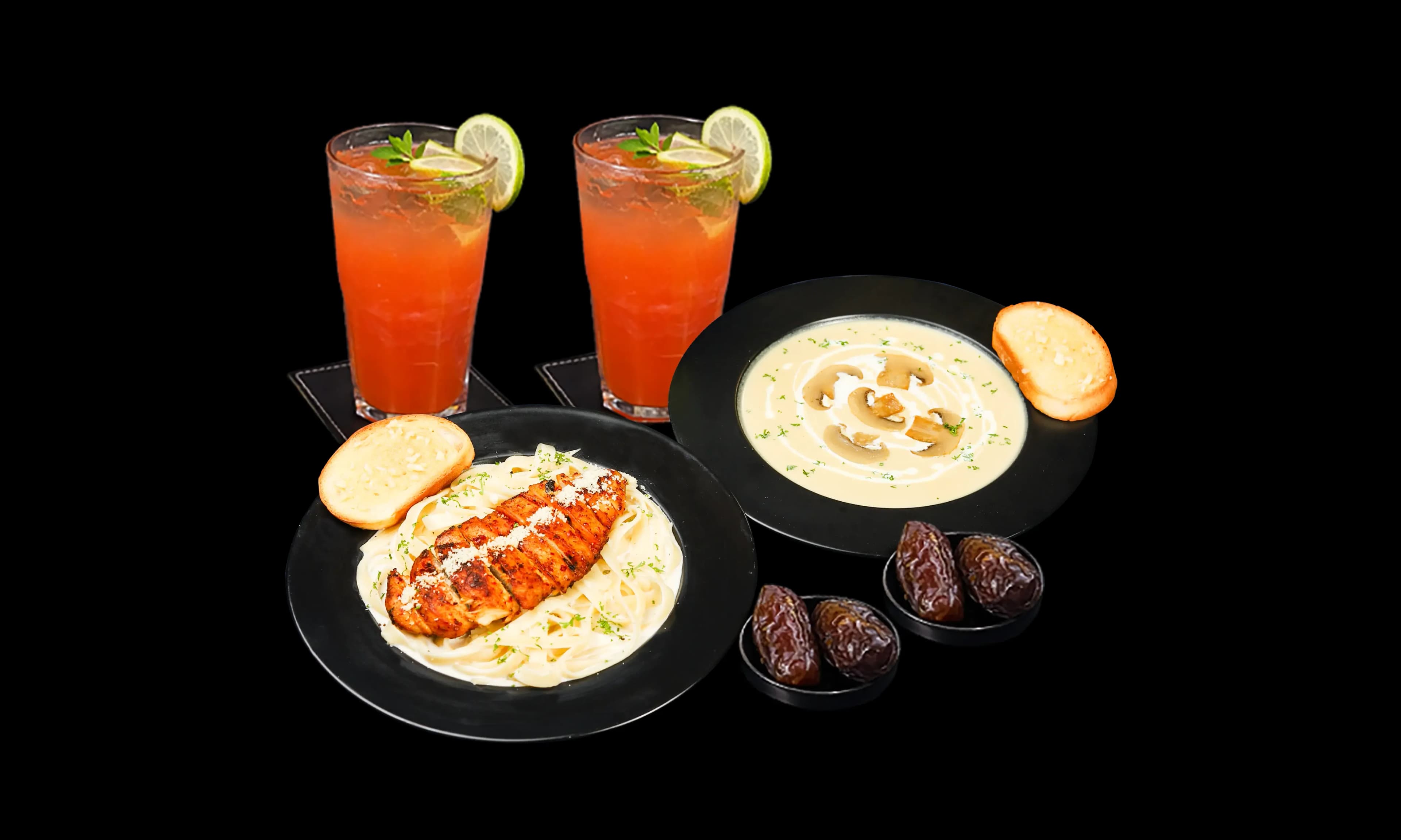 Ramadan Platter 8 - Cream of Mushroom Soup & Alfredo Pasta